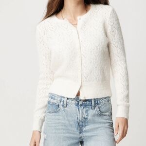J. Crew Cream Open-Knit Cardigan Sweater